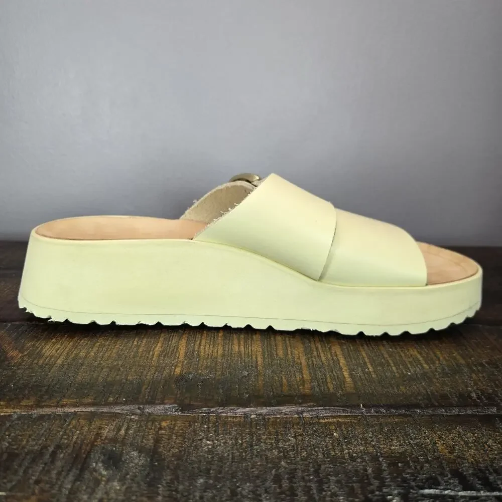 Papillio Almina Ecru Womens 10 Mens 8 EU 41 Narrow Platform Sandals Yellow Brown
